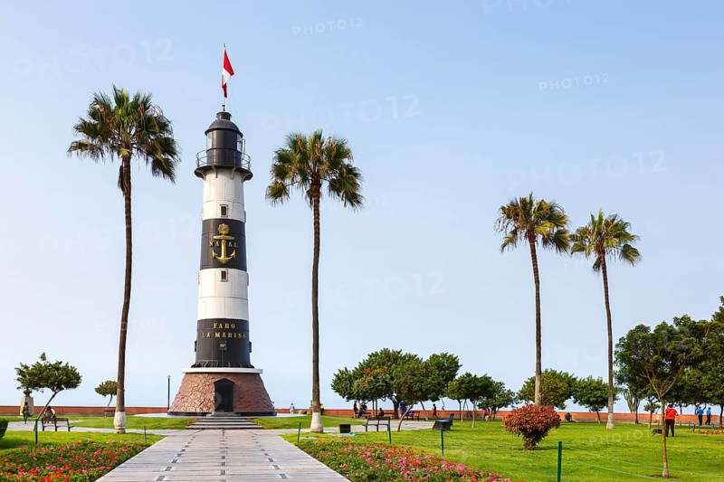 Lighthouse Faro La Marina Park landmark in Lima