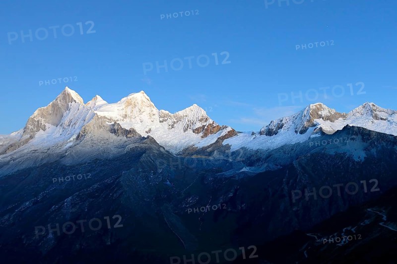 Mountain massif of Nevado Huandoy at dawn