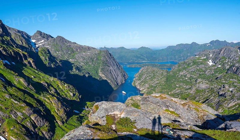 Two shadows of hikers