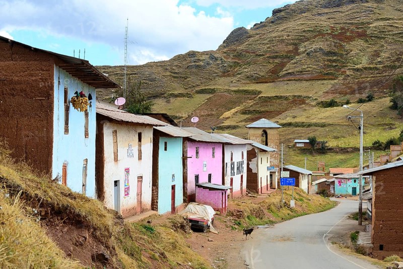 Colorful row of houses on the main street