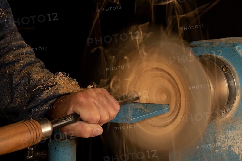 Wood turner at work