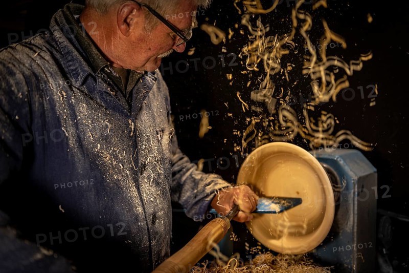 Wood turner at work