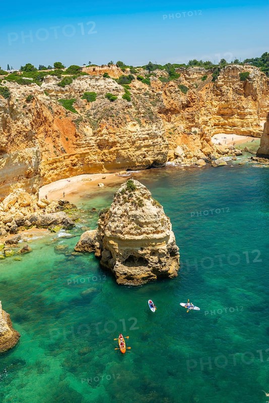 View of cliff of craggy sandstone rocks