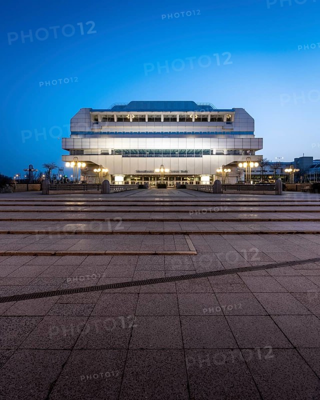 ICC Berlin in the evening at blue hour in Berlin