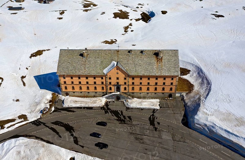 Simplon Hospice on the Simplon Pass in winter