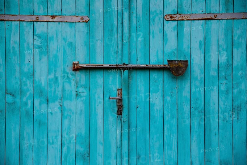 Turquoise garage door