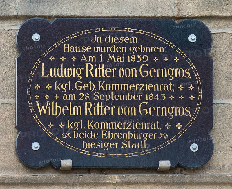 Commemorative plaque to Ludwig and Wilhelm Ritter von Gerngros