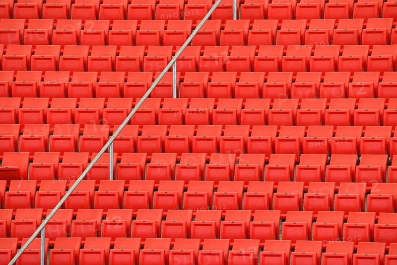 Red rows of seats on the grandstand