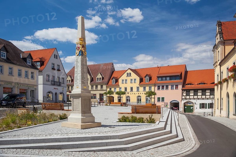Postmark column on the market place in front of the town hall