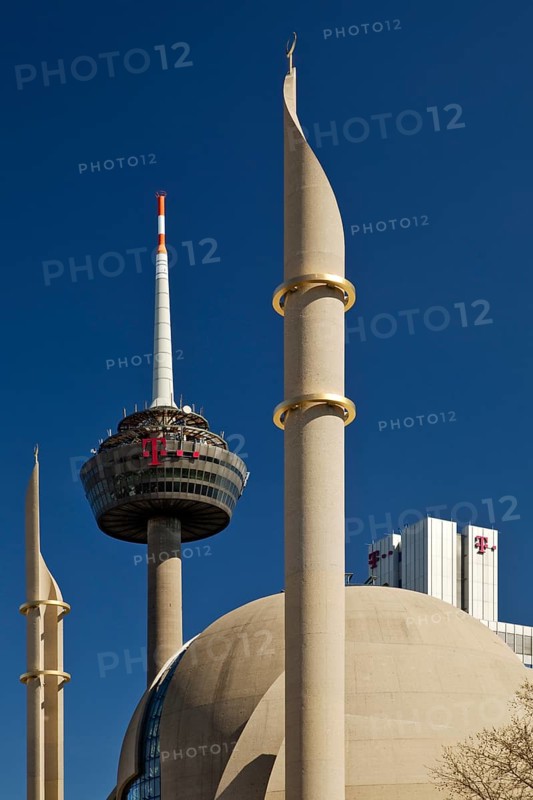 Colonius telecommunications tower and DITIB central mosque Cologne