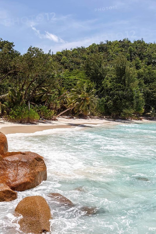 Beach Anse Georgette sea water on Praslin