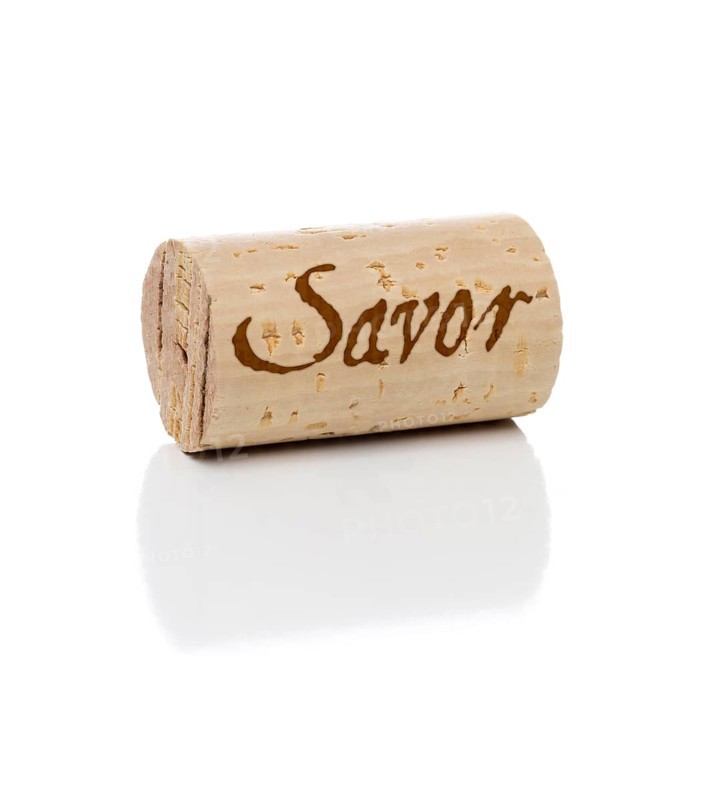 Savor branded wine cork isolated on a white background