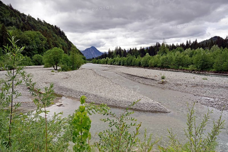 River landscape of the Iller near Fischen in the Allgaeu