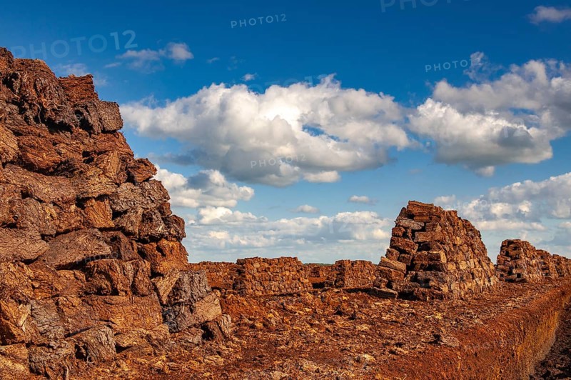 Peat cutting in the moor