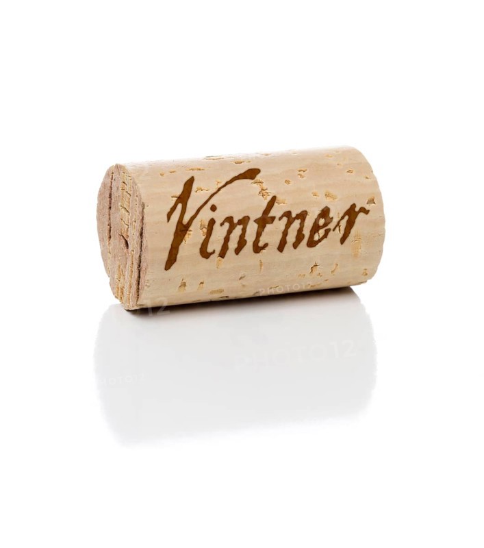 Vintner branded wine cork isolated on a white background