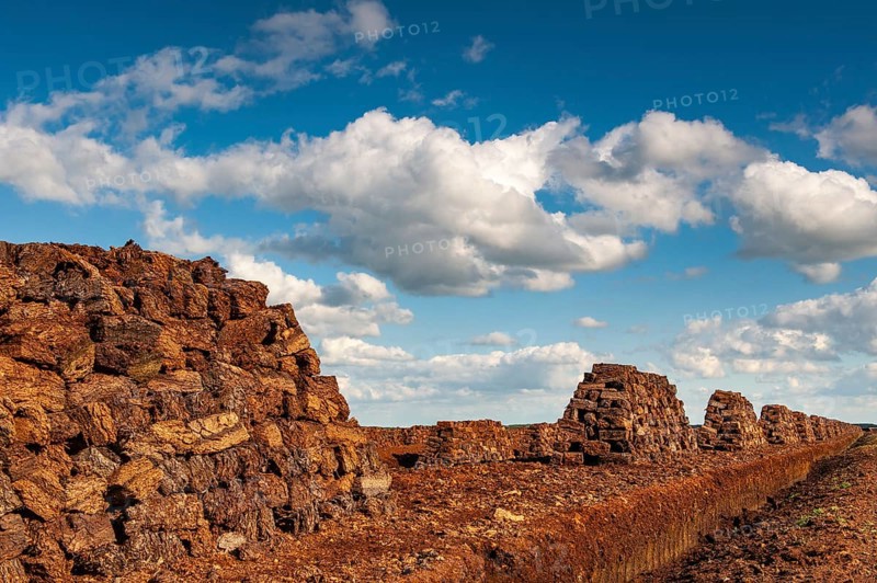 Peat cutting in the moor