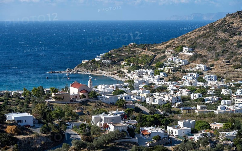 View of the village and the bay of Kini with the church Ekklisia Panagia