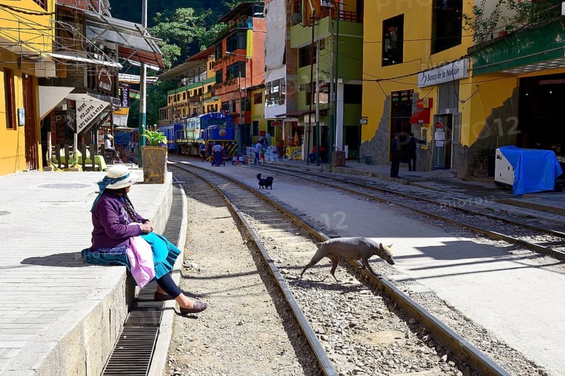 Railway tracks through the village of Aguas Calientes