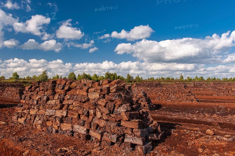Peat cutting in the moor
