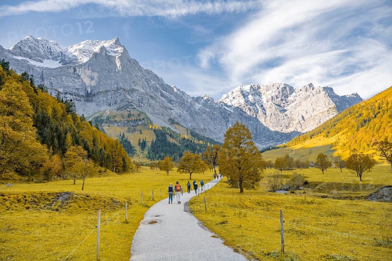 Hiker on hiking trail to Eng-Alm