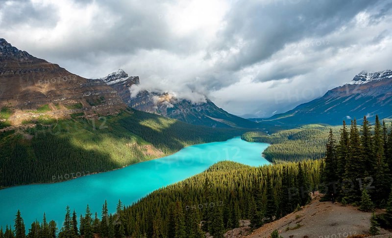 Cloudy mountain peaks