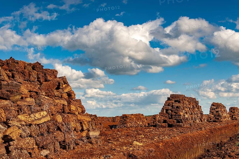 Peat cutting in the moor