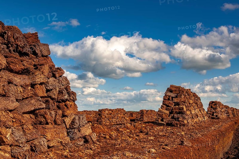 Peat cutting in the moor