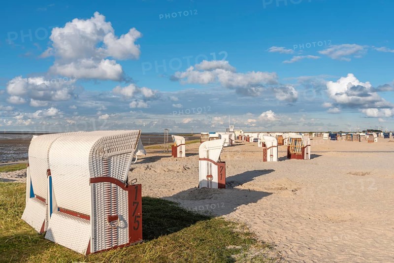 Beach with beach chairs