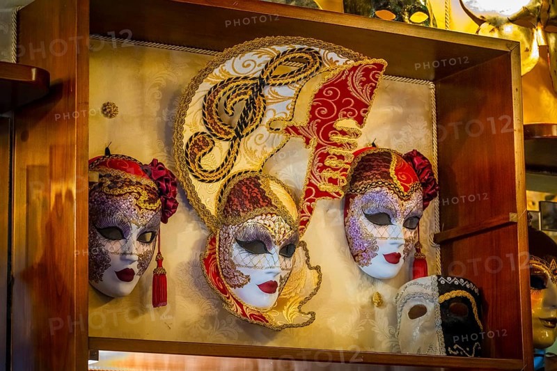 Venetian carnival masks in a shop window