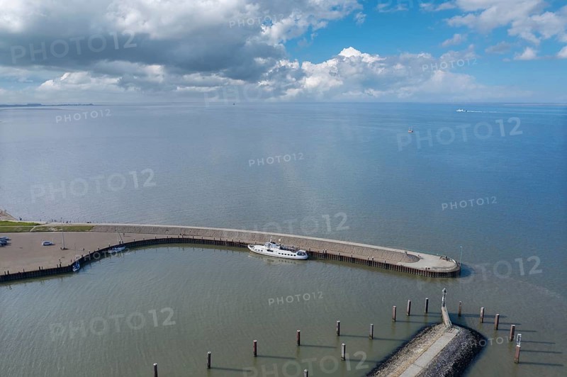 Aerial view with harbour pier