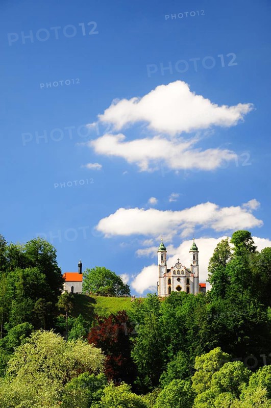 Calvary in Bad Tolz with Heilig-Kreuz-Kirche and Leonhard Chapel