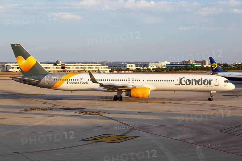 A Boeing B757-300 of Condor with the registration D-ABOJ at the airport in Palma de Majorca