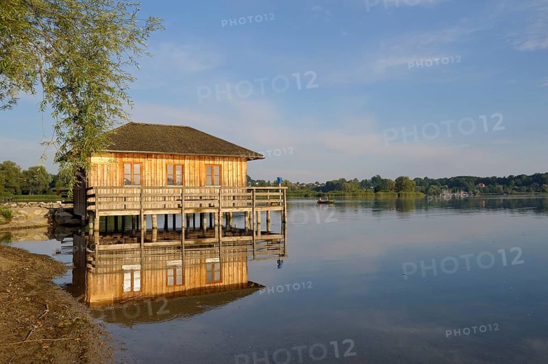 Bird watching hut at the mouth of the Prien into the Chiemsee