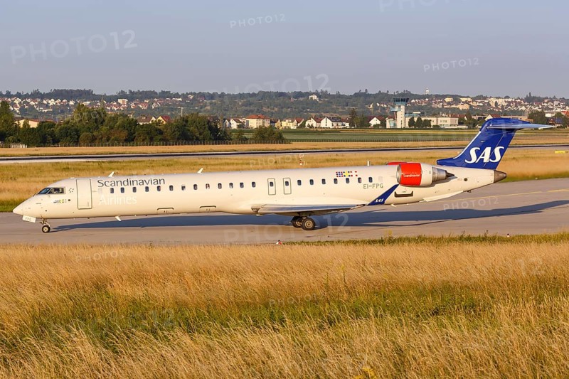 A Bombardier CRJ-900 of SAS Scandinavian Airlines with registration EI-FPG at Stuttgart Airport