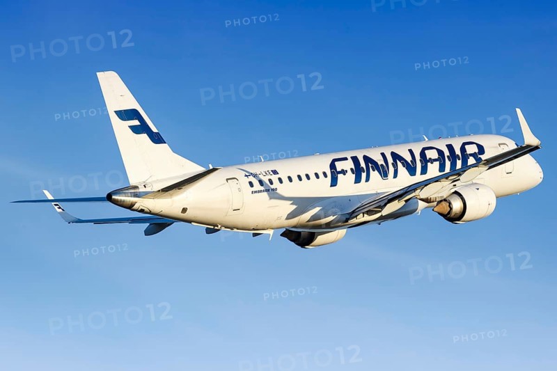 A Finnair Embraer 190 aircraft with registration OH-LKE takes off from Helsinki Airport
