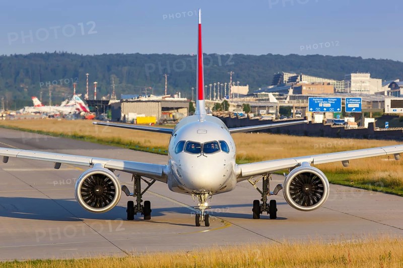 A Swiss Airbus A220-100 with registration HB-JBG at Stuttgart Airport