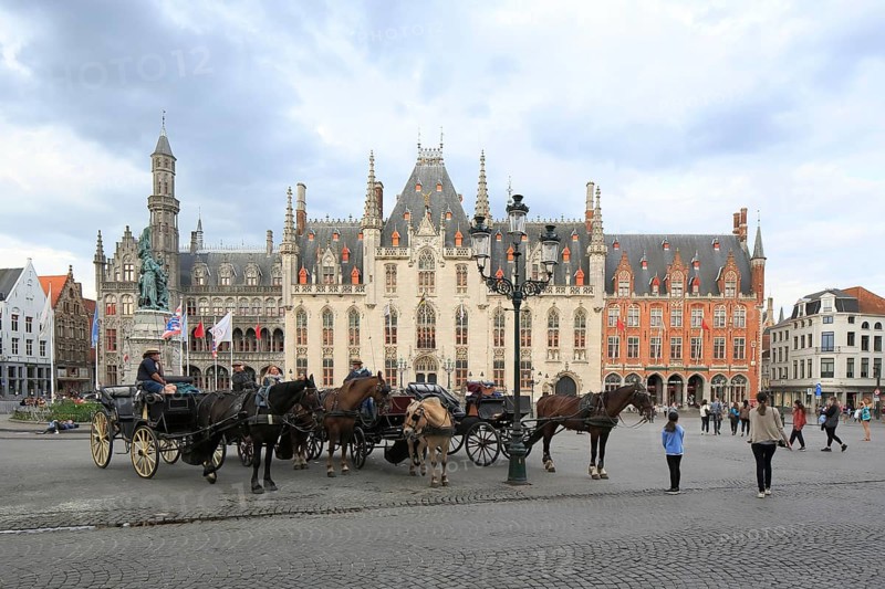 Market with neo-gothic Provinciaal Palace Provinciaal Hof