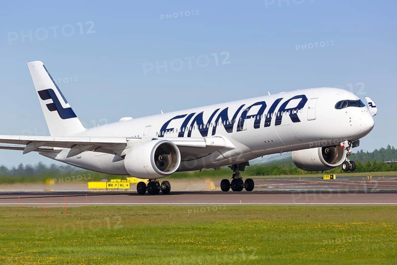 A Finnair Airbus A350-900 with the registration OH-LWE takes off from Helsinki Airport