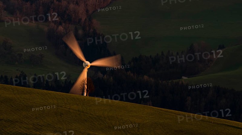 Windmill shines in the evening light