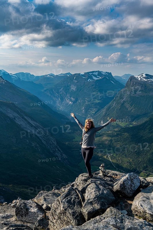 Woman standing on Dalsnibba View point