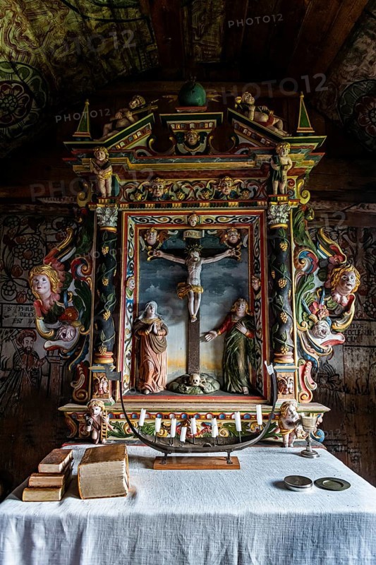 Wall paintings in the Unesco world heritage site Urnes Stave Church