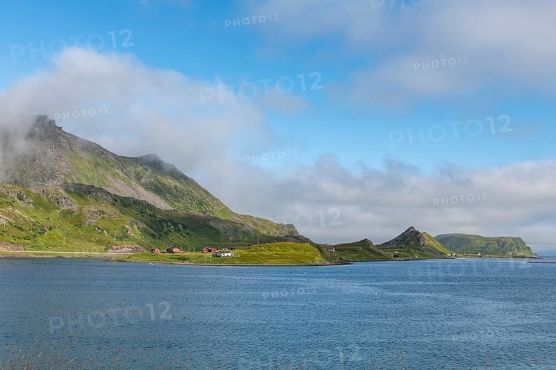 Remote little bay and settlement along the road to the Nordkapp