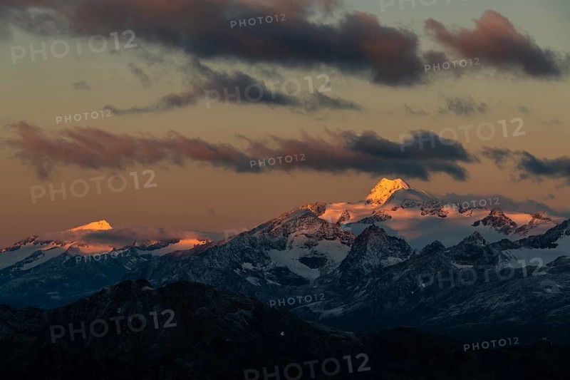 Sunrise over summit of Oetztaler Wildspitze