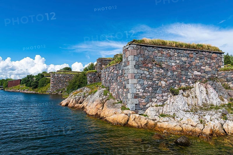 Fortified walls at the Unesco world heritage site Suomenlinna sea fortress