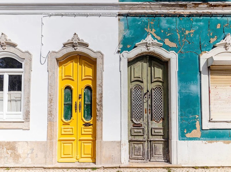 Doors to two different traditional houses