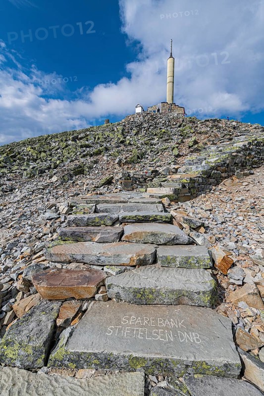 Summit installation on Gausta or Gaustatoppen highest mountain in Norway