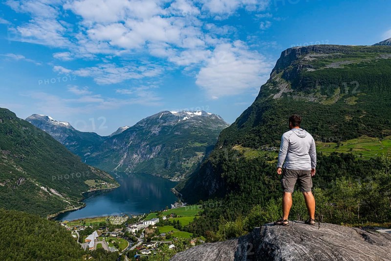 Man overlooking Geirangerfjord