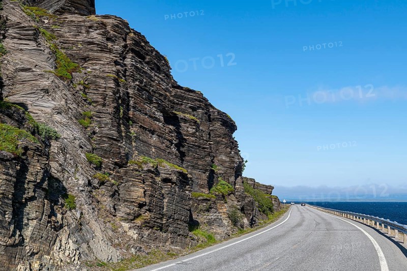 Many rock layers along the road to the Nordkapp