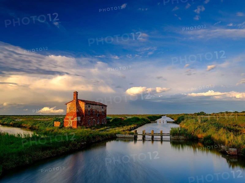 Abandoned stone house in the Venice lagoon