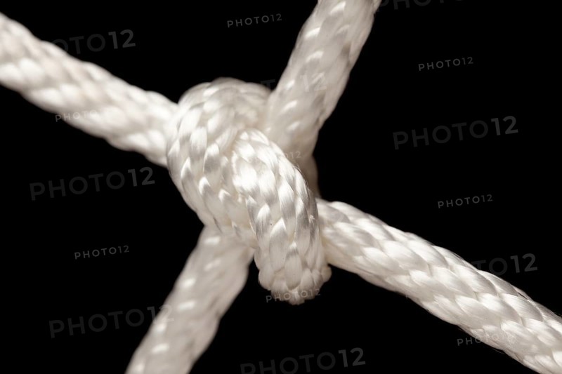 Nylon rope knot on a black background